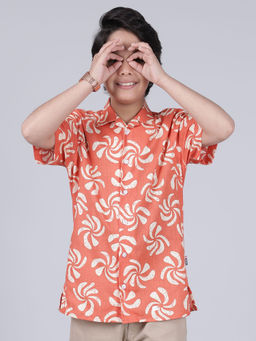 Cantabil - Rust Printed Regular Fit Shirt