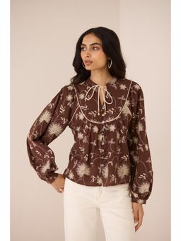 Calling June - Brown Cramine Top