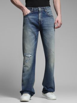 Jack & Jones - Blue Cotton Bootcut Fit Jeans