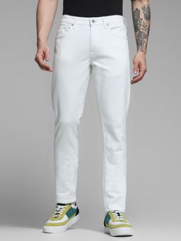 Jack & Jones - White Cotton Slim Fit Jeans