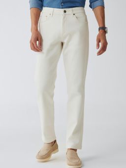 Andamen - Regular Fit Casual Men Off-White Wave Jeans