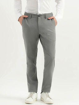 United Colors of Benetton - Solid Mid Rise Slim Fit Trousers Grey