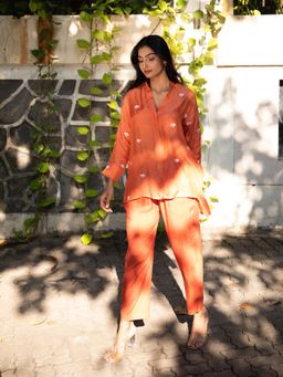 Kapraaha - Orange Embroidered Co-Ord (Set of 2)