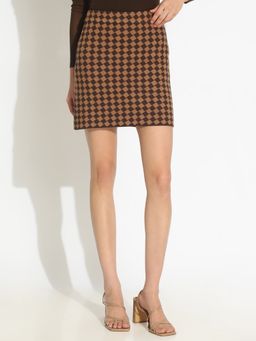SHOWOFF - Brown Checks Regular Skirt