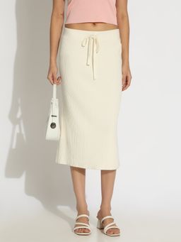 SHOWOFF - Cream Solid Regular Skirt