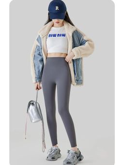 MISS MOSA BY AKANKSHA - Grey Solid Fitted Leggings