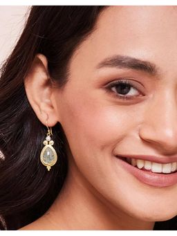 Fabindia - Silver Dangler Earrings Green