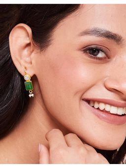 Fabindia - Silver Dangler Earrings Green