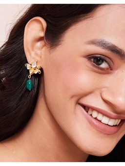 Fabindia - Silver Dangler Earrings Green