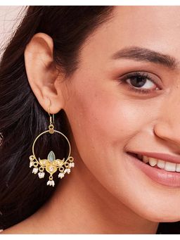 Fabindia - Silver Dangler Earrings Green