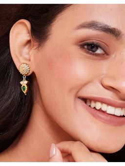 Fabindia - Silver Dangler Earrings Green