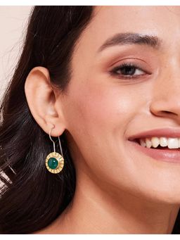 Fabindia - Silver Dangler Earrings Green