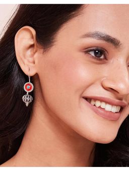 Fabindia - Silver Dangler Earrings Red