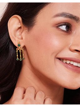 Fabindia - Silver Dangler Earrings Green