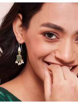 Fabindia - Silver Dangler Earrings Green