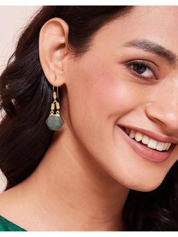 Fabindia - Silver Dangler Earrings Green