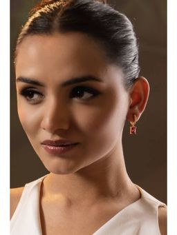 AURA STUDIO - Red Crystalline Huggies Earrings