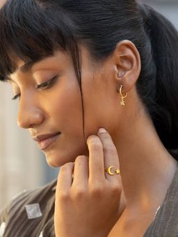 Shaya by CaratLane - Starry Eyed Hoop Earrings In Gold Plated 925 Silver