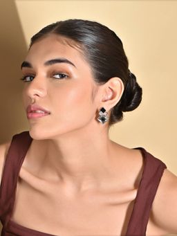 ToniQ - Silver Plated Partywear Stud Earrings