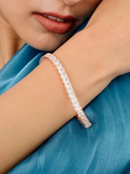 METALM - Stunning Rose Gold Tennis Bracelet for Women