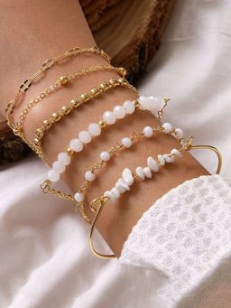 Jewels Galaxy - Gold Plated Contemporary Stackable Korean Bracelet (Pack of 6)