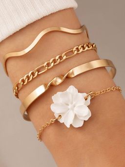 Jewels Galaxy - Gold Plated Contemporary Stackable Bracelet (Pack of 4)