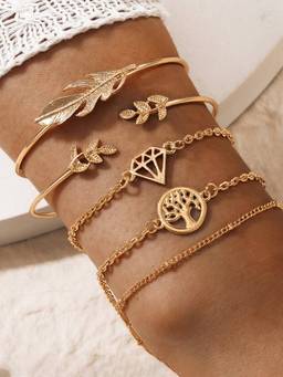 Jewels Galaxy - Gold Plated Toned Contemporary Stackable Bracelet (Pack of 5)