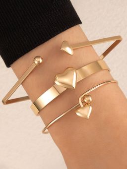 Jewels Galaxy - Gold Plated Gold -Toned Stackable Bracelet (Pack of 3)