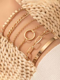 Jewels Galaxy - Gold Toned Gold Plated Contemporary Stackable Bracelet (Pack of 6)