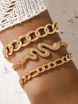 Jewels Galaxy - Gold-Toned Gold Plated Contemporary Stackable Bracelet (Pack of 3)