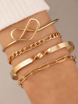 Jewels Galaxy - Gold Toned and Gold-Plated Contemporary Stackable Bracelet (Pack of 4)