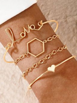 Jewels Galaxy - Gold-Toned and Gold-Plated Contemporary Stackable Bracelet (Pack of 4)