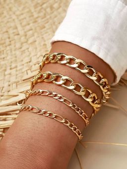 Jewels Galaxy - Gold Toned and Gold-Plated Trendy Stackable Bracelet (Pack of 4)