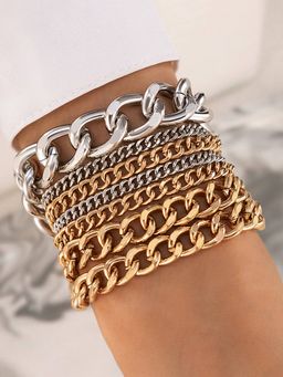 Jewels Galaxy - Gold and Silver Plated Multi-Strand Charm Bracelet