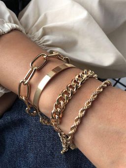 Jewels Galaxy - Gold Plated Stackable Bracelet (Pack of 4)