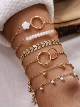 Jewels Galaxy - Gold Toned and Gold Plated Contemporary Stackable Korean Bracelet (Pack of 6)