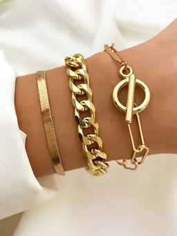 Jewels Galaxy - Gold Plated Contemporary Bracelet (Pack of 3)