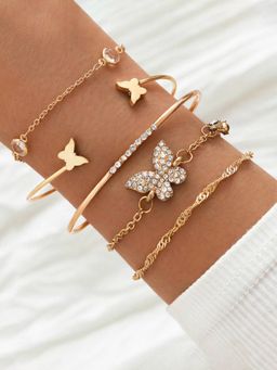 Jewels Galaxy - Gold-Plated Butterfly Inspired Contemporary Stackable Bracelet (Pack of 5)