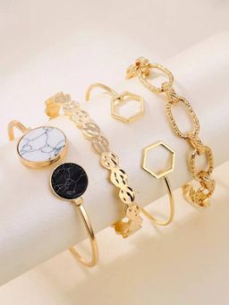 Jewels Galaxy - Gold Plated Geometric Stackable Korean Bracelet (Pack of 4)