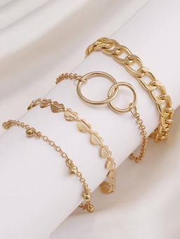 Jewels Galaxy - Gold Plated Heart Inspired Contemporary Bracelet (Pack of 4)