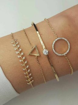 Jewels Galaxy - Gold Toned Gold-Plated Contemporary Bracelet (Pack of 4)