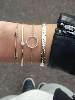 Jewels Galaxy - Gold-Toned Gold-Plated Contemporary Bracelet (Pack of 4)