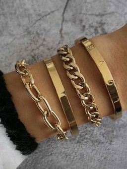 Jewels Galaxy - Gold-Toned Gold-Plated Love Contemporary Bracelet (Pack of 4)