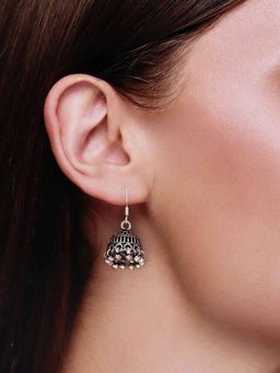 Kai Jewel - Sterling Silver Crown Dome Jhumki Earrings