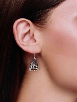 Kai Jewel - Sterling Silver Trinity Dome Jhumki Earrings