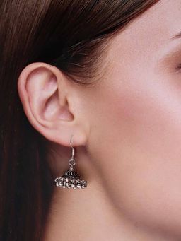 Kai Jewel - Sterling Silver Swirling Dome Jhumki Earrings