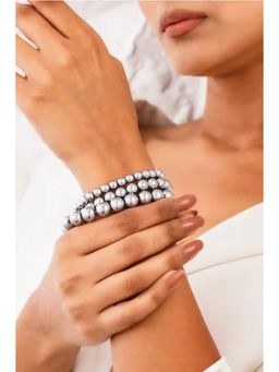 Kastiya Jewels - Natural Hematite Bracelet Stack Silver (Pack of 3)