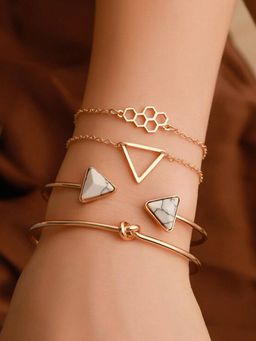 Jewels Galaxy - Gold Plated Toned Contemporary Stackable Korean Bracelet (Pack of 4)