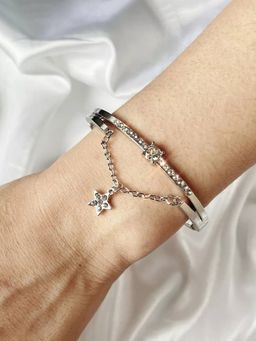 Jewels Galaxy - Silver Plated Star Inspired Stone Studded Korean Bracelet