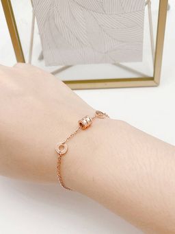 Jewels Galaxy - Stainless Steel Rose Gold Plated Spherical Linked Loops Bracelet